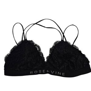 Rose + Vine Black Lace Spaghetti Strap Bralette